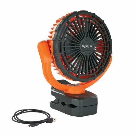 ERGODYNE Chill-Its 6090 Rechargeable Portable Jobsite Fan, 9.5, Orange/Black 12800